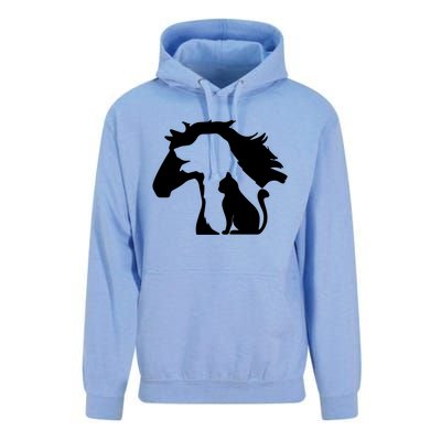 Horse Dog And Cat Minimalist Art Abstract Silhouette Overlay Gift Unisex Surf Hoodie