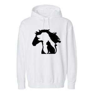 Horse Dog And Cat Minimalist Art Abstract Silhouette Overlay Gift Garment-Dyed Fleece Hoodie