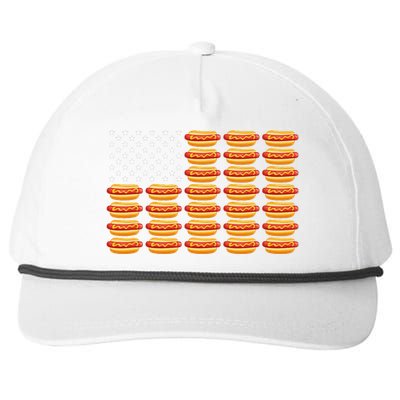 Hot Dog American Flag July 4th Patriotic Snapback Five-Panel Rope Hat