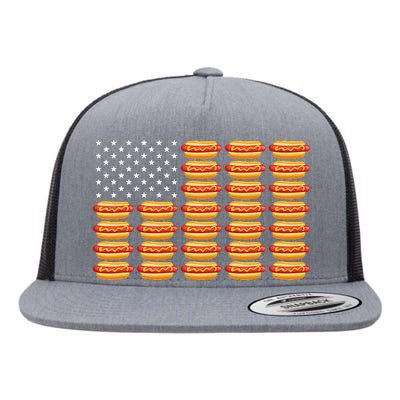 Hot Dog American Flag July 4th Patriotic Flat Bill Trucker Hat