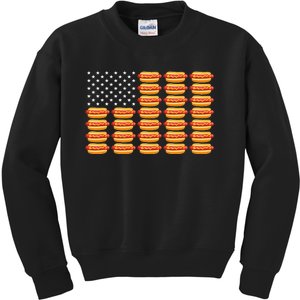 Hot Dog American Flag July 4th Patriotic Kids Sweatshirt