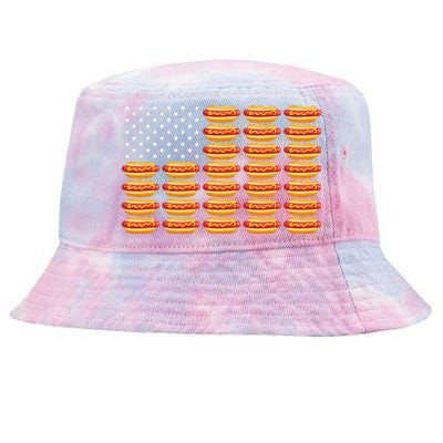 Hot Dog American Flag July 4th Patriotic Tie-Dyed Bucket Hat