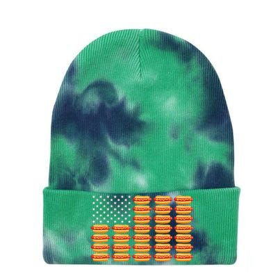 Hot Dog American Flag July 4th Patriotic Tie Dye 12in Knit Beanie