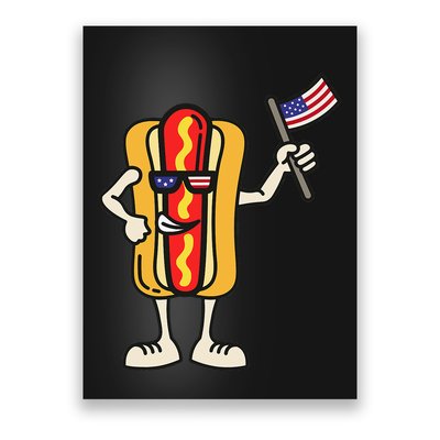 Hot Dog American Flag July 4th Patriotic Bbq Poster