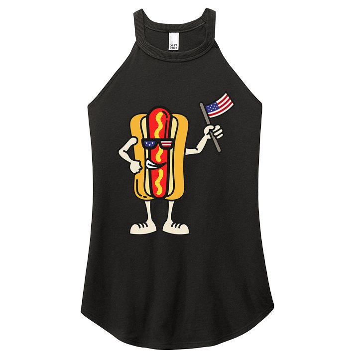 Hot Dog American Flag July 4th Patriotic Bbq Women's Perfect Tri Rocker Tank