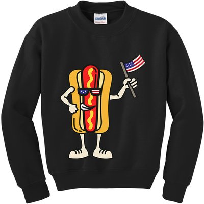 Hot Dog American Flag July 4th Patriotic Bbq Kids Sweatshirt
