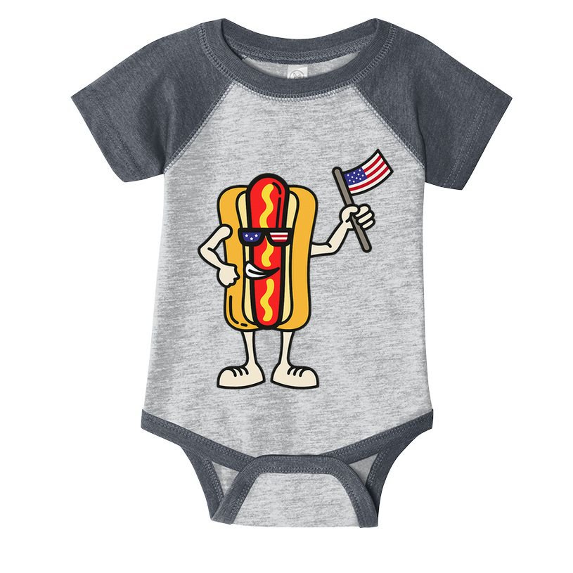 Hot Dog American Flag July 4th Patriotic Bbq Infant Baby Jersey Bodysuit