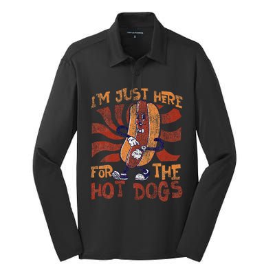 Hot Dog Adult IM Just Here For The Hot Dogs Silk Touch Performance Long Sleeve Polo