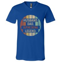 Husband Dad Alpine Skiing Legend Vintage Great Gift V-Neck T-Shirt