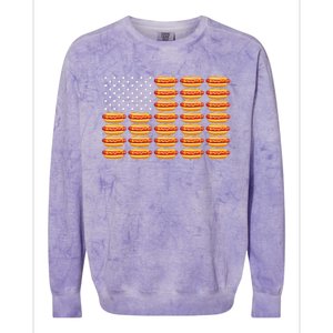 Hot Dog American Flag Patriotic Summer Bbq Funny Colorblast Crewneck Sweatshirt