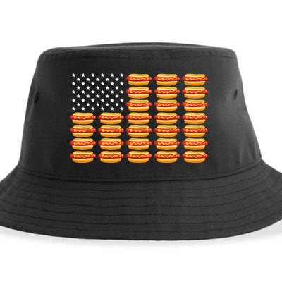 Hot Dog American Flag Patriotic Summer Bbq Funny Sustainable Bucket Hat