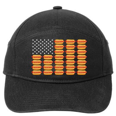 Hot Dog American Flag Patriotic Summer Bbq Funny 7-Panel Snapback Hat