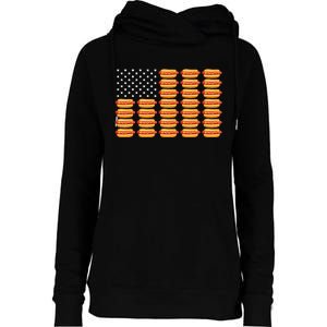 Hot Dog American Flag Patriotic Summer Bbq Funny Womens Funnel Neck Pullover Hood