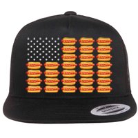 Hot Dog American Flag Patriotic Summer Bbq Funny Flat Bill Trucker Hat