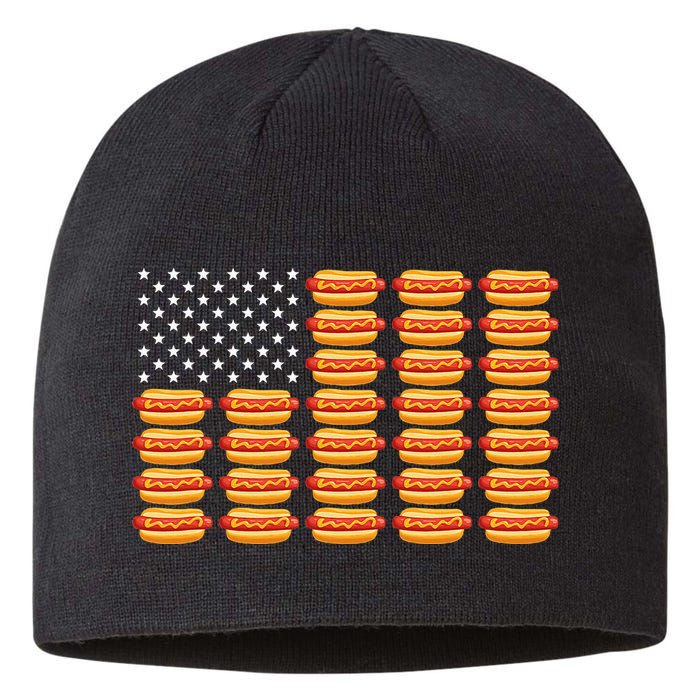 Hot Dog American Flag Patriotic Summer Bbq Funny Sustainable Beanie