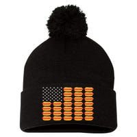 Hot Dog American Flag Patriotic Summer Bbq Funny Pom Pom 12in Knit Beanie