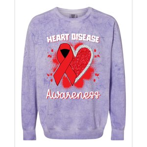 Heart Disease Awareness I Wear Red To Fight Heart Disease Cool Gift Colorblast Crewneck Sweatshirt