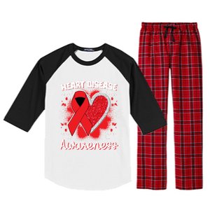 Heart Disease Awareness I Wear Red To Fight Heart Disease Cool Gift Raglan Sleeve Pajama Set