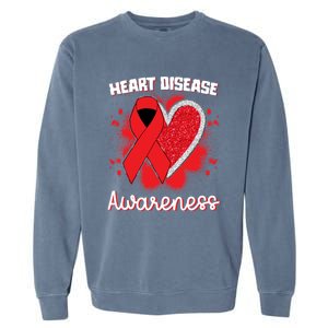 Heart Disease Awareness I Wear Red To Fight Heart Disease Cool Gift Garment-Dyed Sweatshirt