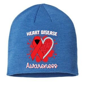 Heart Disease Awareness I Wear Red To Fight Heart Disease Cool Gift Sustainable Beanie