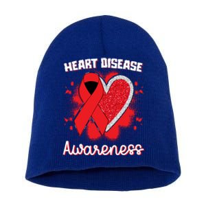 Heart Disease Awareness I Wear Red To Fight Heart Disease Cool Gift Short Acrylic Beanie