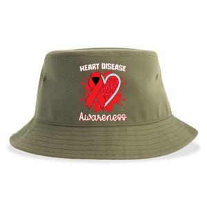 Heart Disease Awareness I Wear Red To Fight Heart Disease Cool Gift Sustainable Bucket Hat