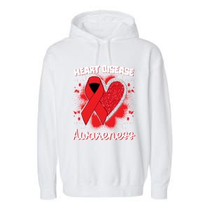 Heart Disease Awareness I Wear Red To Fight Heart Disease Cool Gift Garment-Dyed Fleece Hoodie