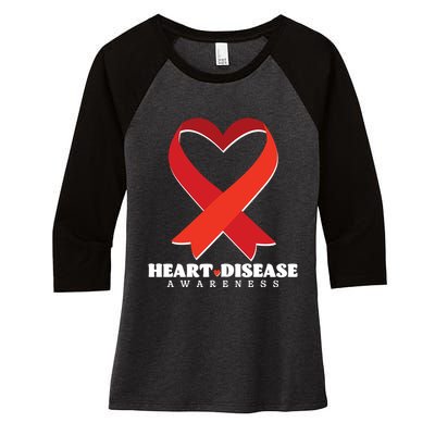 Heart Disease Awareness American Heart Health Month Women's Tri-Blend 3/4-Sleeve Raglan Shirt