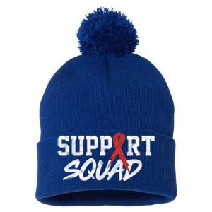 Heart Disease Awareness Month Support Squad Heart Health Gift Pom Pom 12in Knit Beanie