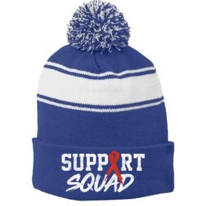 Heart Disease Awareness Month Support Squad Heart Health Gift Stripe Pom Pom Beanie