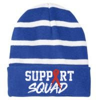 Heart Disease Awareness Month Support Squad Heart Health Gift Striped Beanie with Solid Band