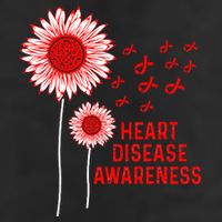 Heart Disease Awareness Sunflower Red Ribbon 7 Panel Mesh Trucker Snapback Hat