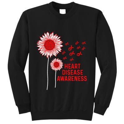 Heart Disease Awareness Sunflower Red Ribbon Sweatshirt