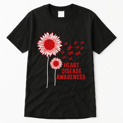 Heart Disease Awareness Sunflower Red Ribbon Tall T-Shirt