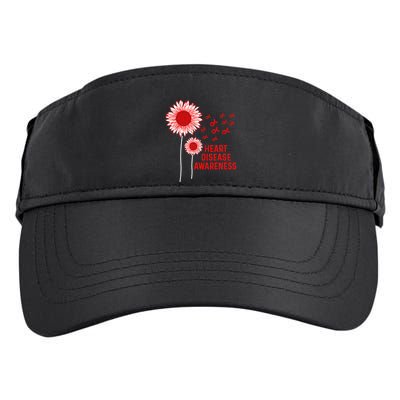 Heart Disease Awareness Sunflower Red Ribbon Adult Drive Performance Visor