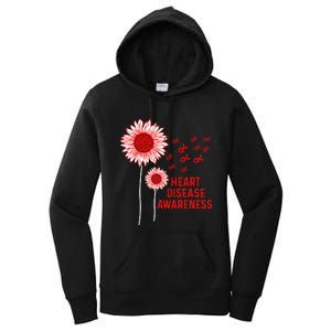 Heart Disease Awareness Sunflower Red Ribbon Women's Pullover Hoodie