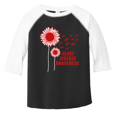 Heart Disease Awareness Sunflower Red Ribbon Toddler Fine Jersey T-Shirt