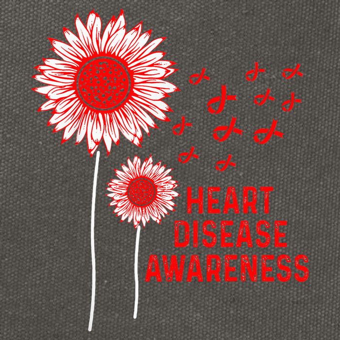 Heart Disease Awareness Sunflower Red Ribbon Cotton Canvas Backpack