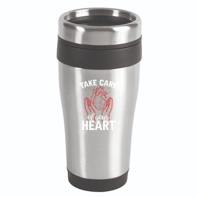 Heart Disease Awareness Month Funny Gift 16oz Travel Tumbler