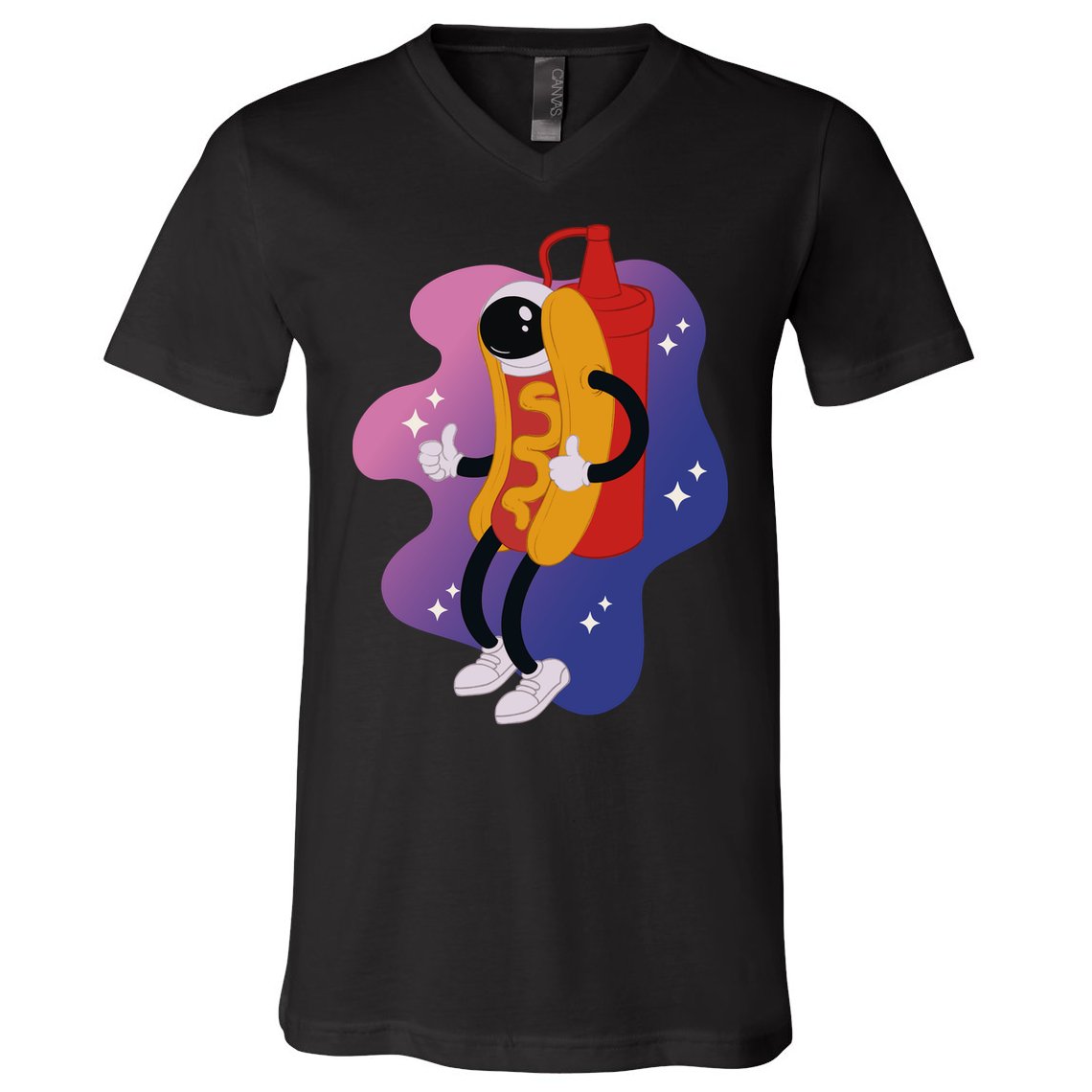 Hot Dog Astronaut V-Neck T-Shirt