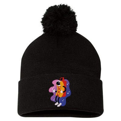 Hot Dog Astronaut Pom Pom 12in Knit Beanie