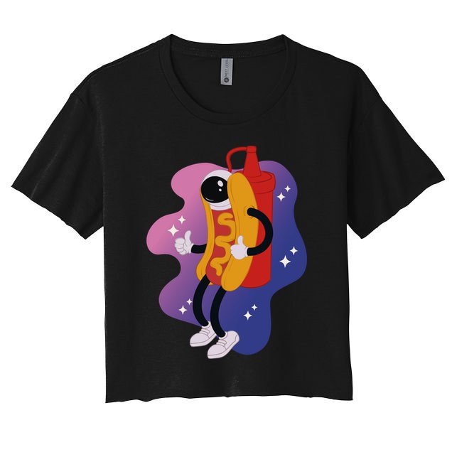 Hot Dog Astronaut Crop Top