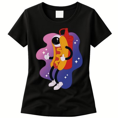Hot Dog Astronaut Womens T-Shirt