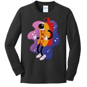 Hot Dog Astronaut Kids Long Sleeve Shirt