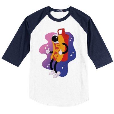 Hot Dog Astronaut Baseball Sleeve Shirt