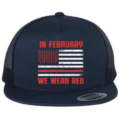 Heart Disease Awareness Month We Wear Red Heart Health Meaningful Gift Flat Bill Trucker Hat