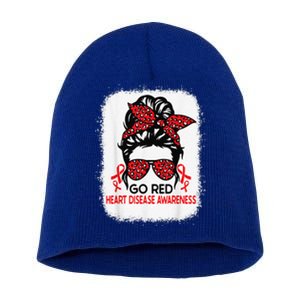 Heart Disease Awareness We Wear Red In February Short Acrylic Beanie