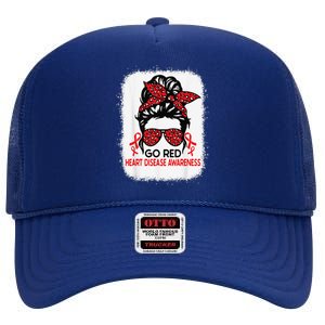 Heart Disease Awareness We Wear Red In February High Crown Mesh Back Trucker Hat