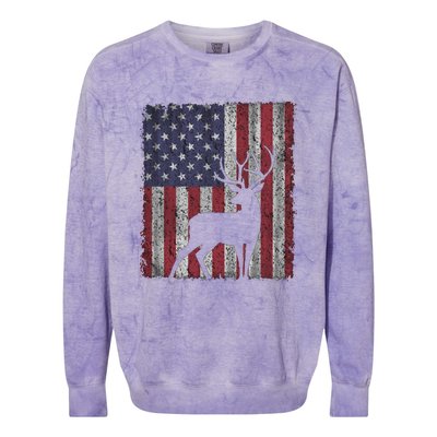 Hunting Deer American Flag Usa Bow Gun Patriotic America Gift Colorblast Crewneck Sweatshirt