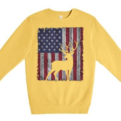 Hunting Deer American Flag Usa Bow Gun Patriotic America Gift Premium Crewneck Sweatshirt